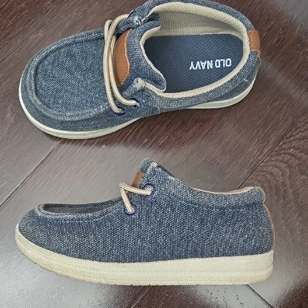 Old Navy Kids Denim Moccasins with Tan Accents